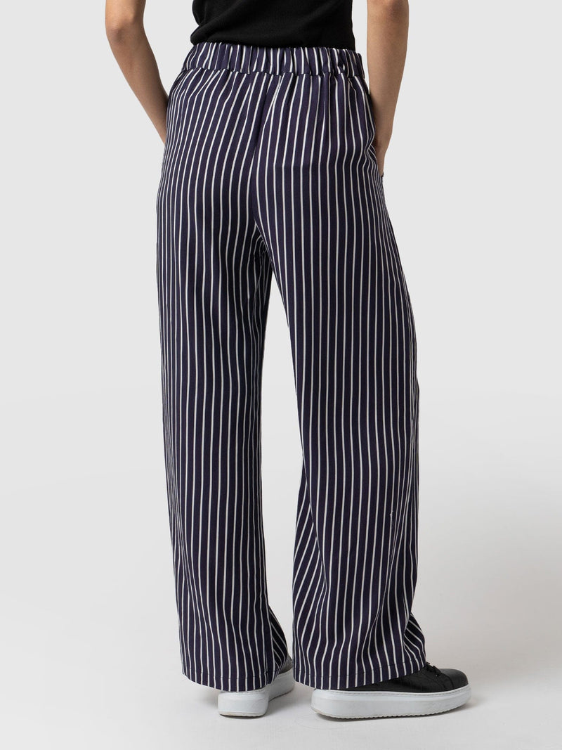 Sloane Pant Navy Mini Stripe - Women's Pants | Saint + Sofia® USA