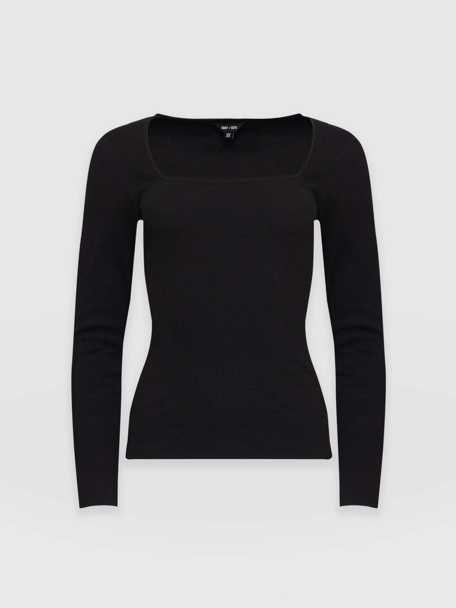 Sloane Ribbed Top Black - Women's Tops | Saint + Sofia® USA