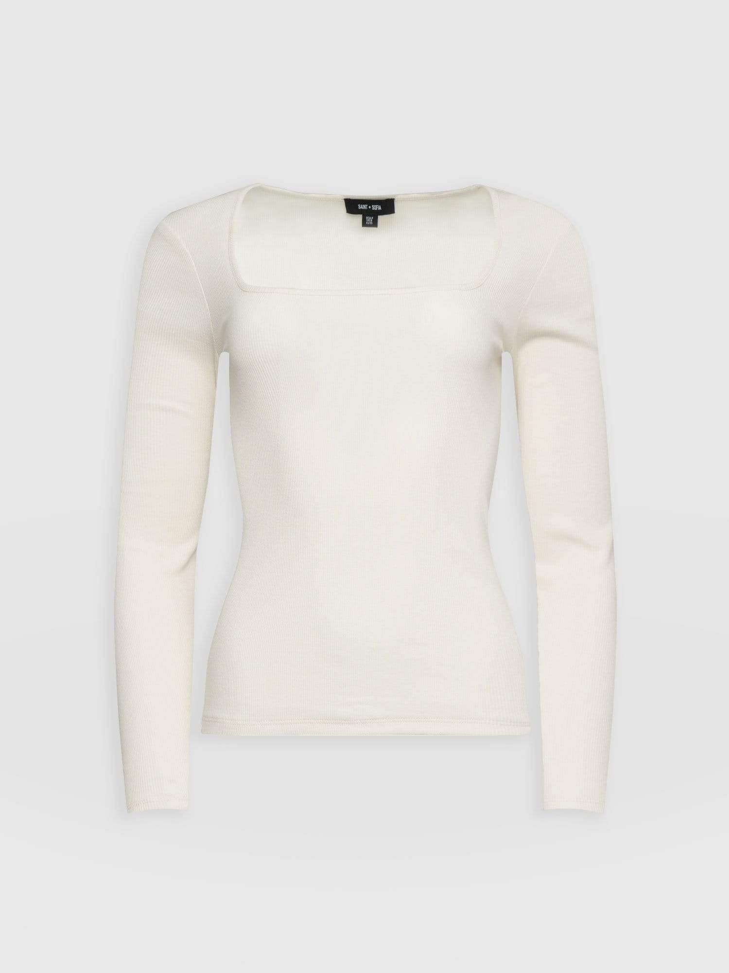 Sloane Ribbed Top Cream - Women's Tops | Saint + Sofia® USA