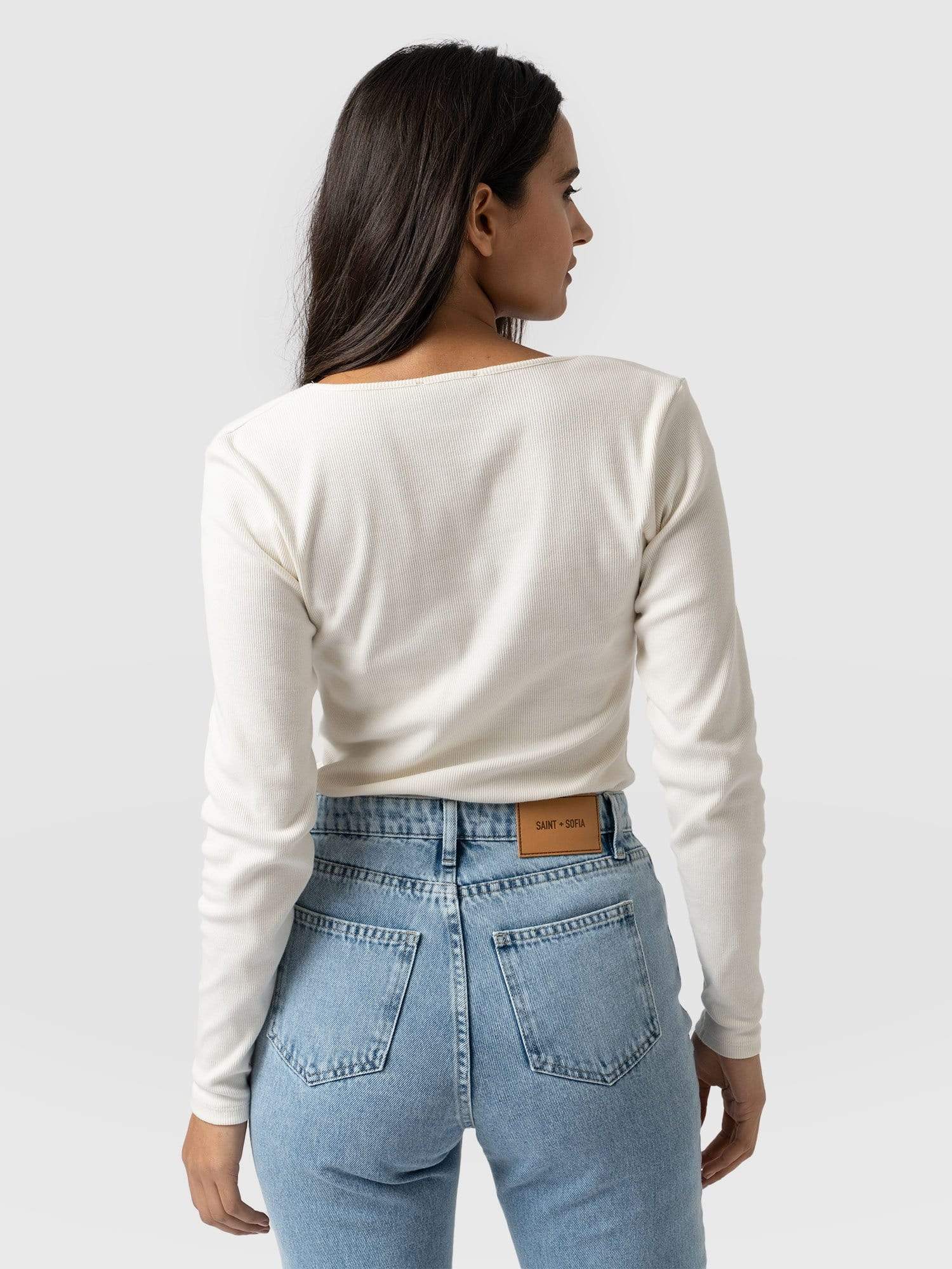 Sloane Ribbed Top Cream - Women's Tops | Saint + Sofia® USA