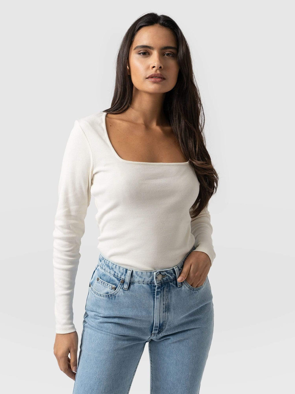 Maeve Long-Sleeve Ribbed Layered Top