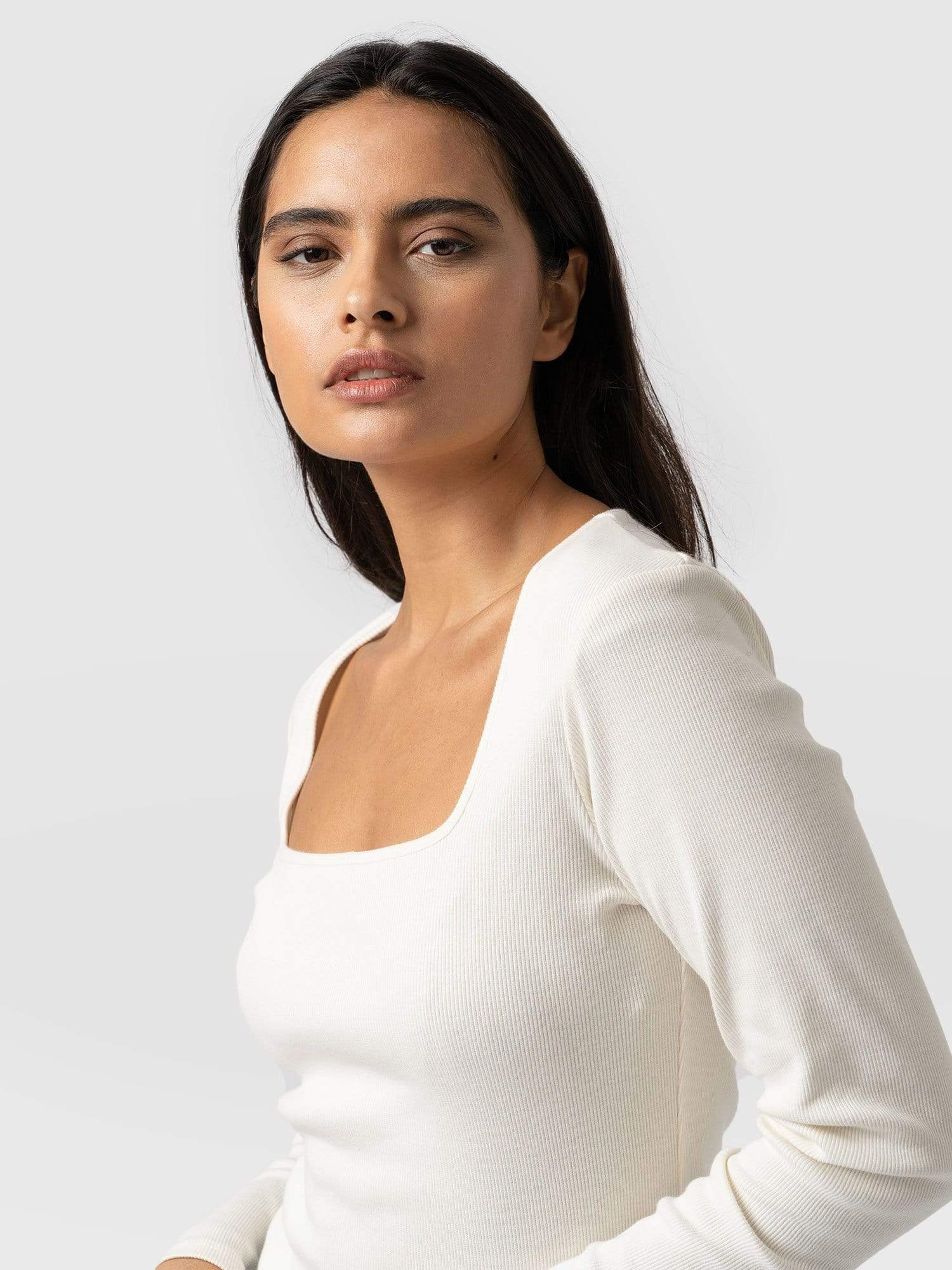 Sloane Ribbed Top Cream - Women's Tops | Saint + Sofia® USA