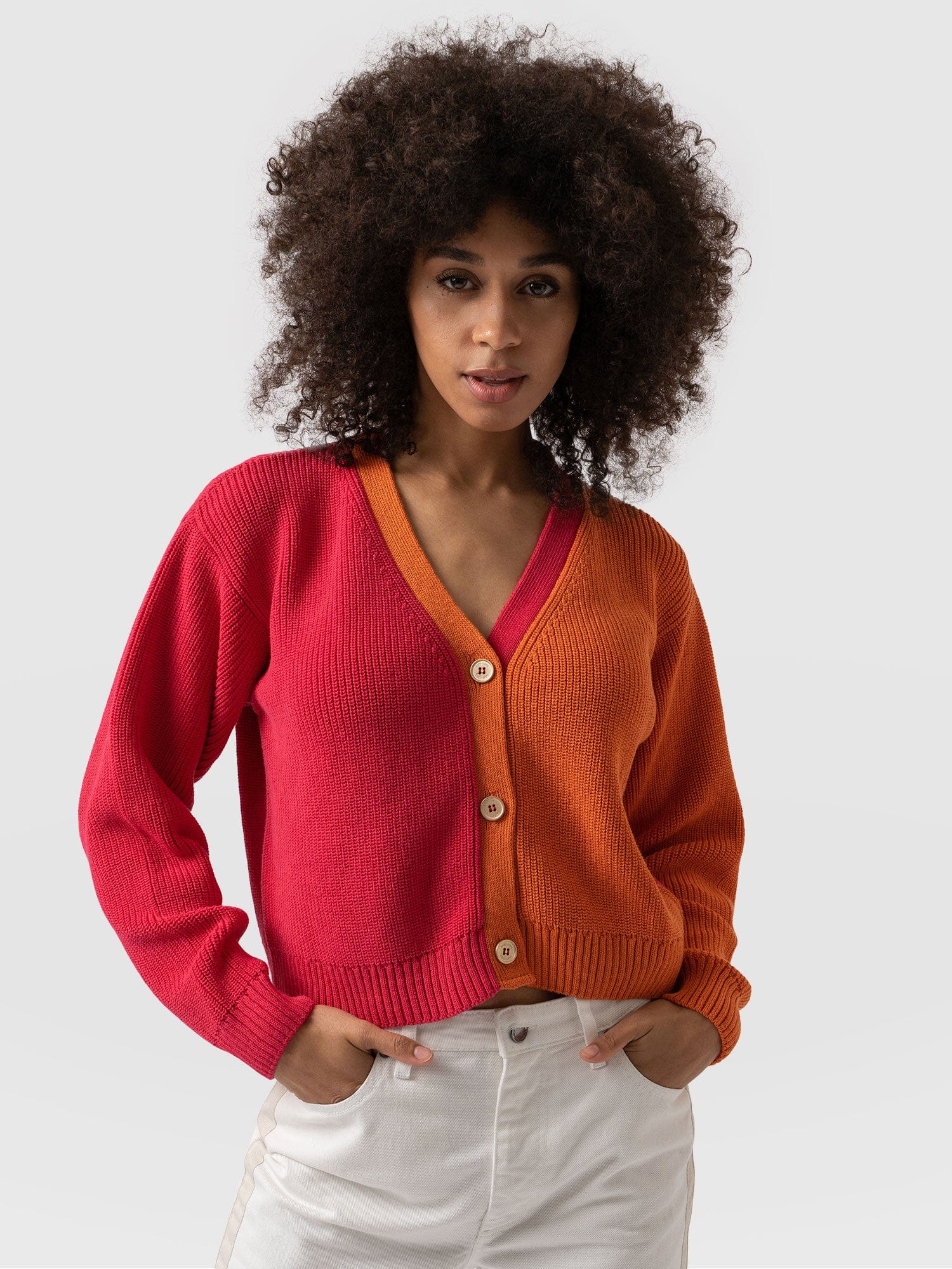 Soho Crop Cardigan Pink & Orange - Women's Cardigans | Saint + Sofia® USA