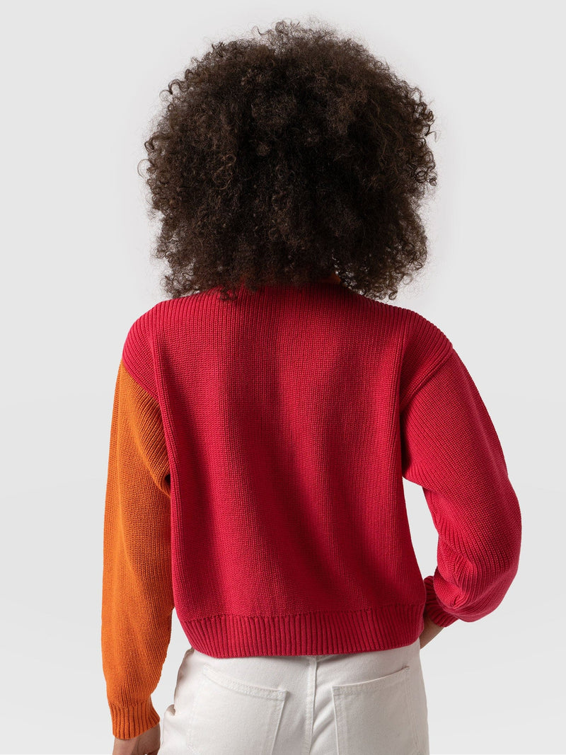 Soho Crop Cardigan Pink & Orange - Women's Cardigans | Saint + Sofia® USA