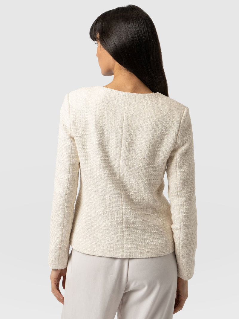 Sutton Asymmetric Jacket Cream Bouclé - Women's Jackets | Saint + Sofia® USA