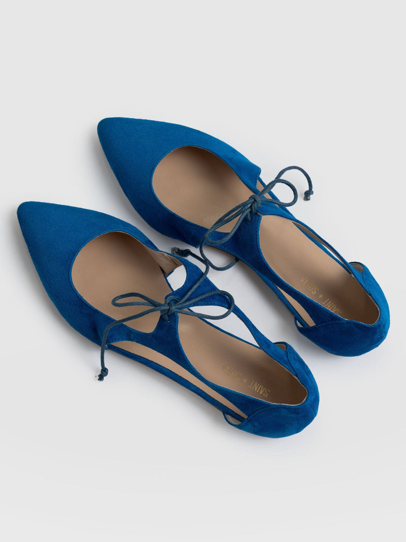 Tie Up Mary Janes Blue - Women's Loafers | Saint + Sofia® UK