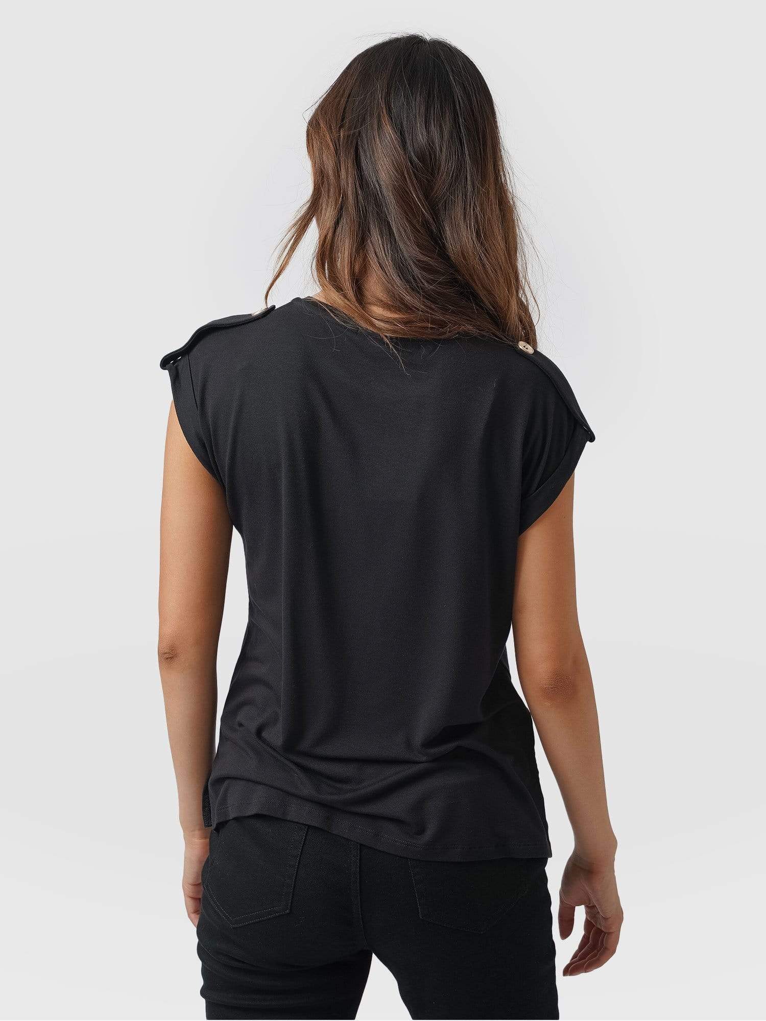 Turn-Up Tee Black - Women's T-Shirts | Saint + Sofia® USA