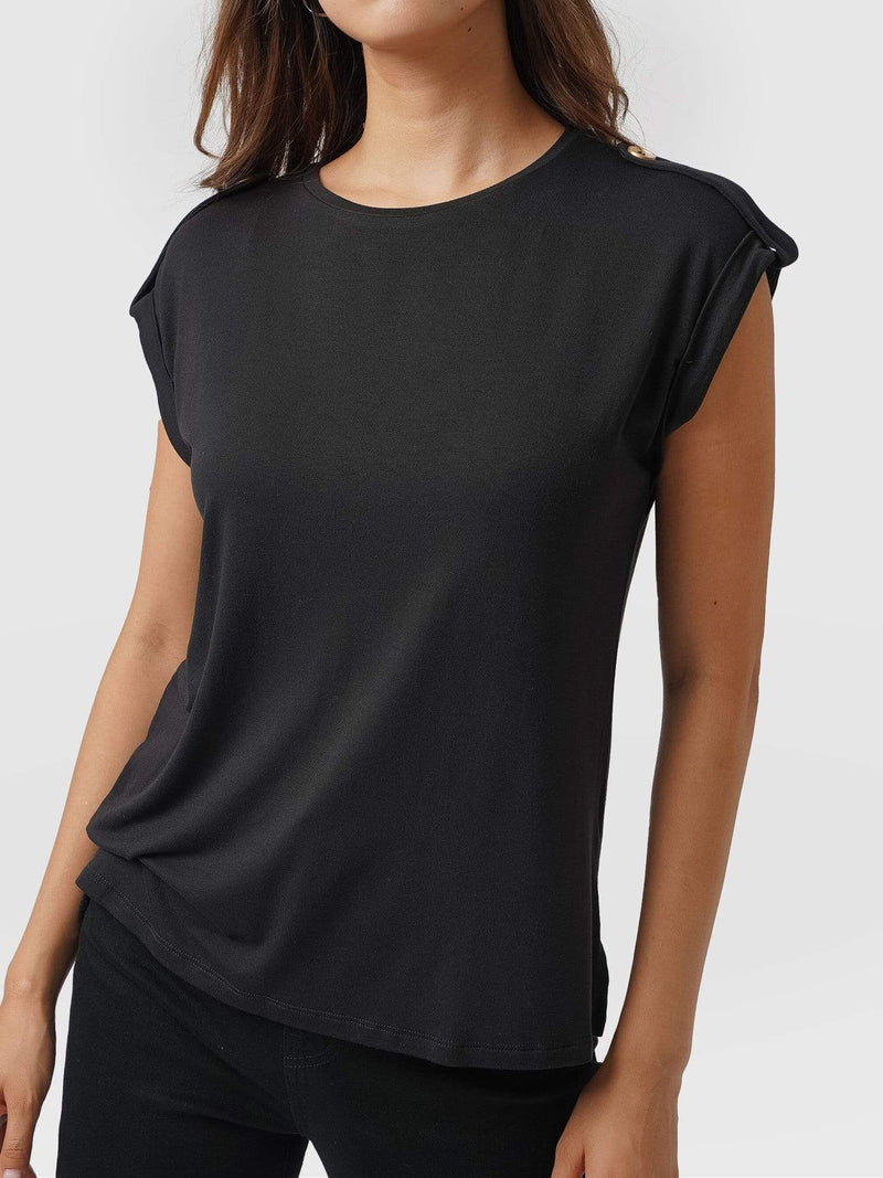 Turn-Up Tee Black - Women's T-Shirts | Saint + Sofia® USA