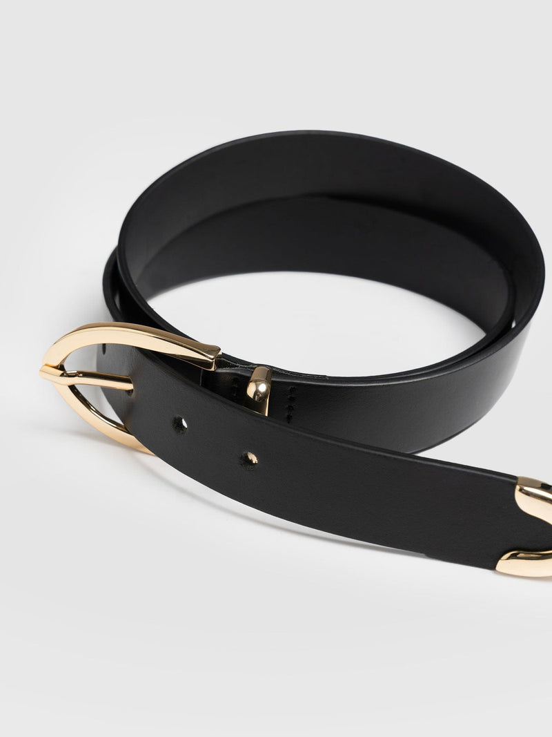 Saint Laurent Leather Belt In Black/gold