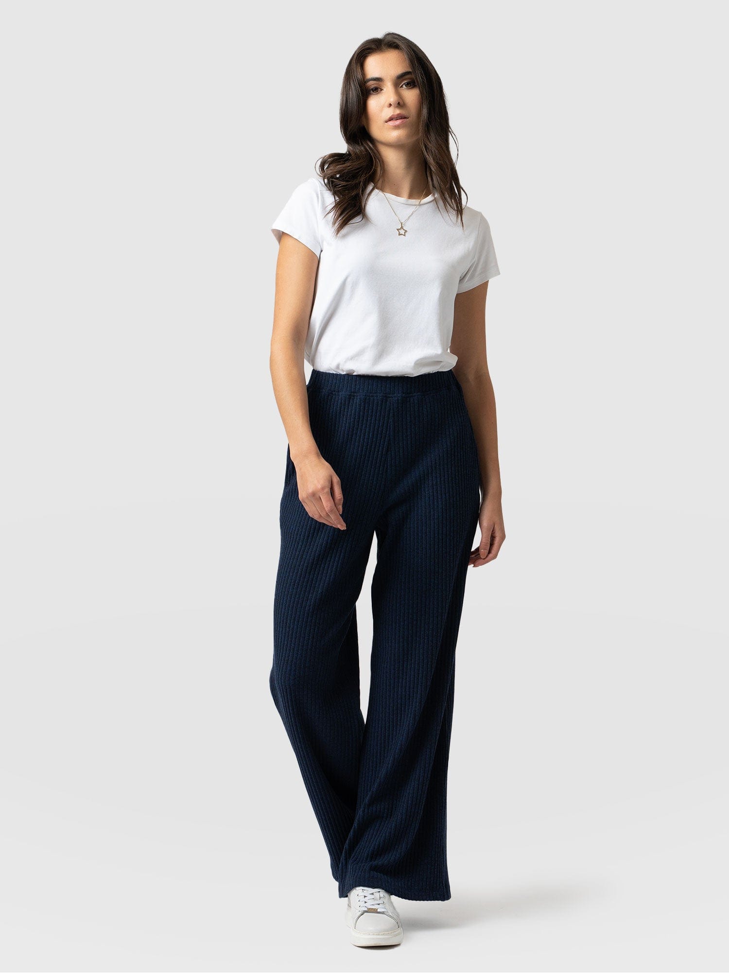 Victory Rib Wide Leg Pant Navy - Women's Pants | Saint + Sofia® USA