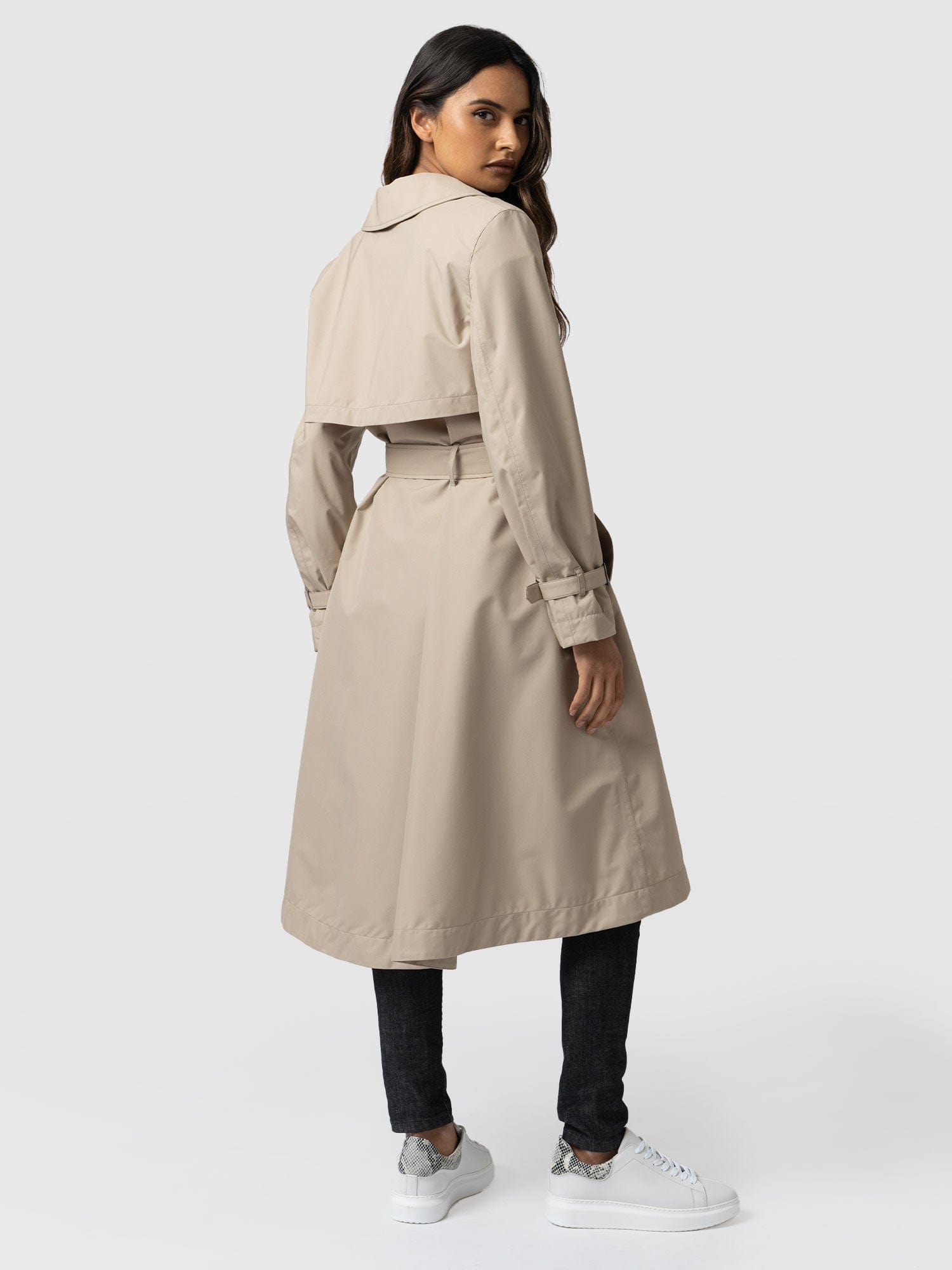 Womens long store trench raincoat