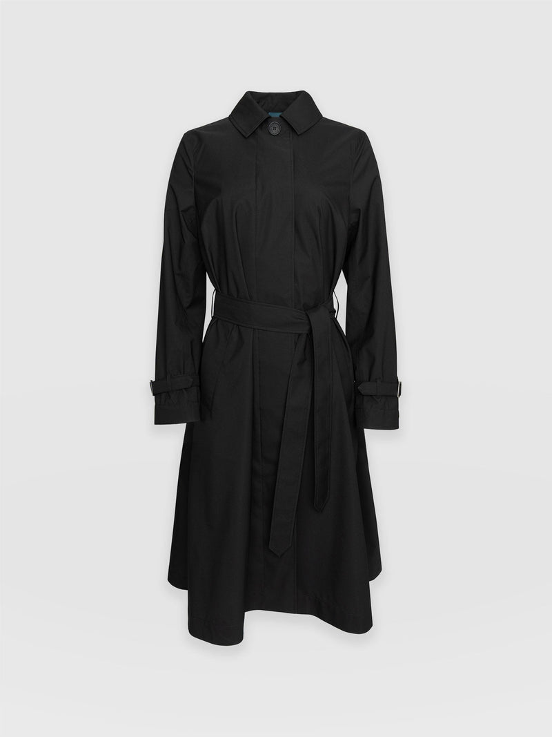 BCBGMaxazria Women Trench Coat Medium Olivia Black Outdoor Longline Pockets