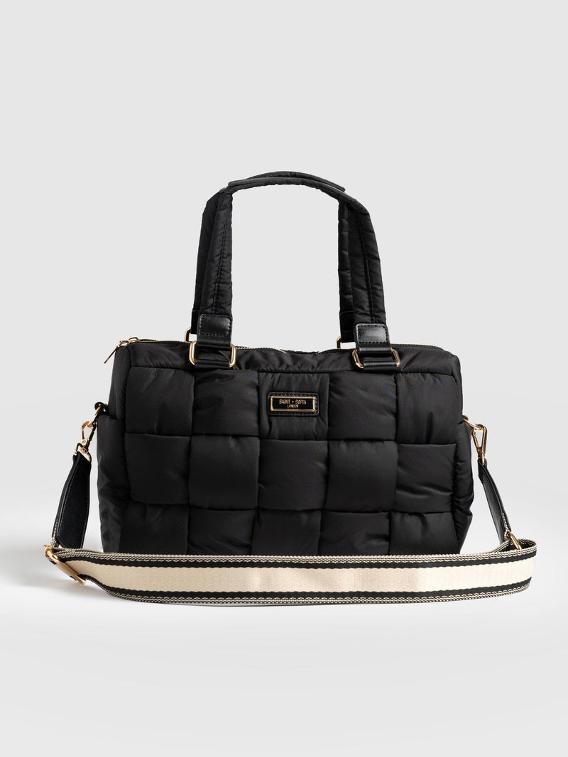 Weaved Duffle Bag Black - Women's Bags | Saint + Sofia® UK