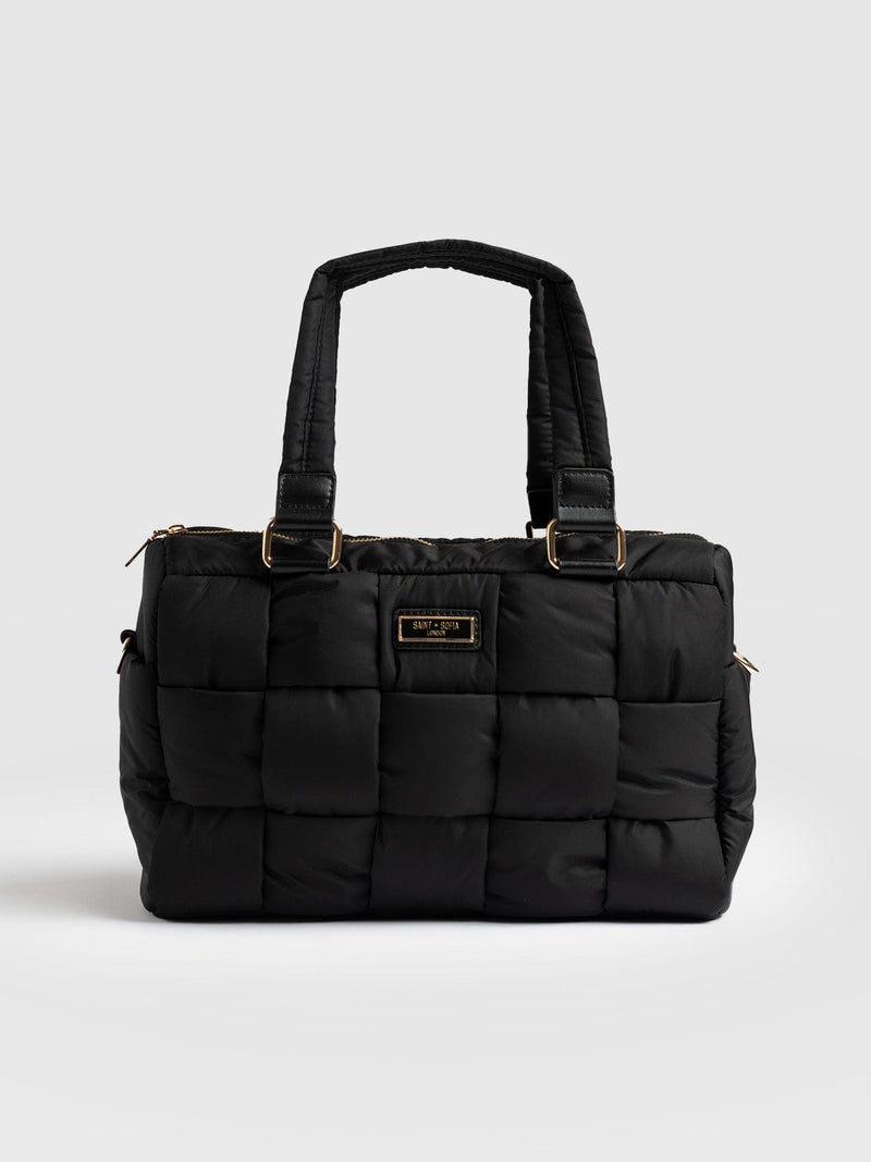 Weaved Duffle Bag Black - Women's Bags | Saint + Sofia® UK
