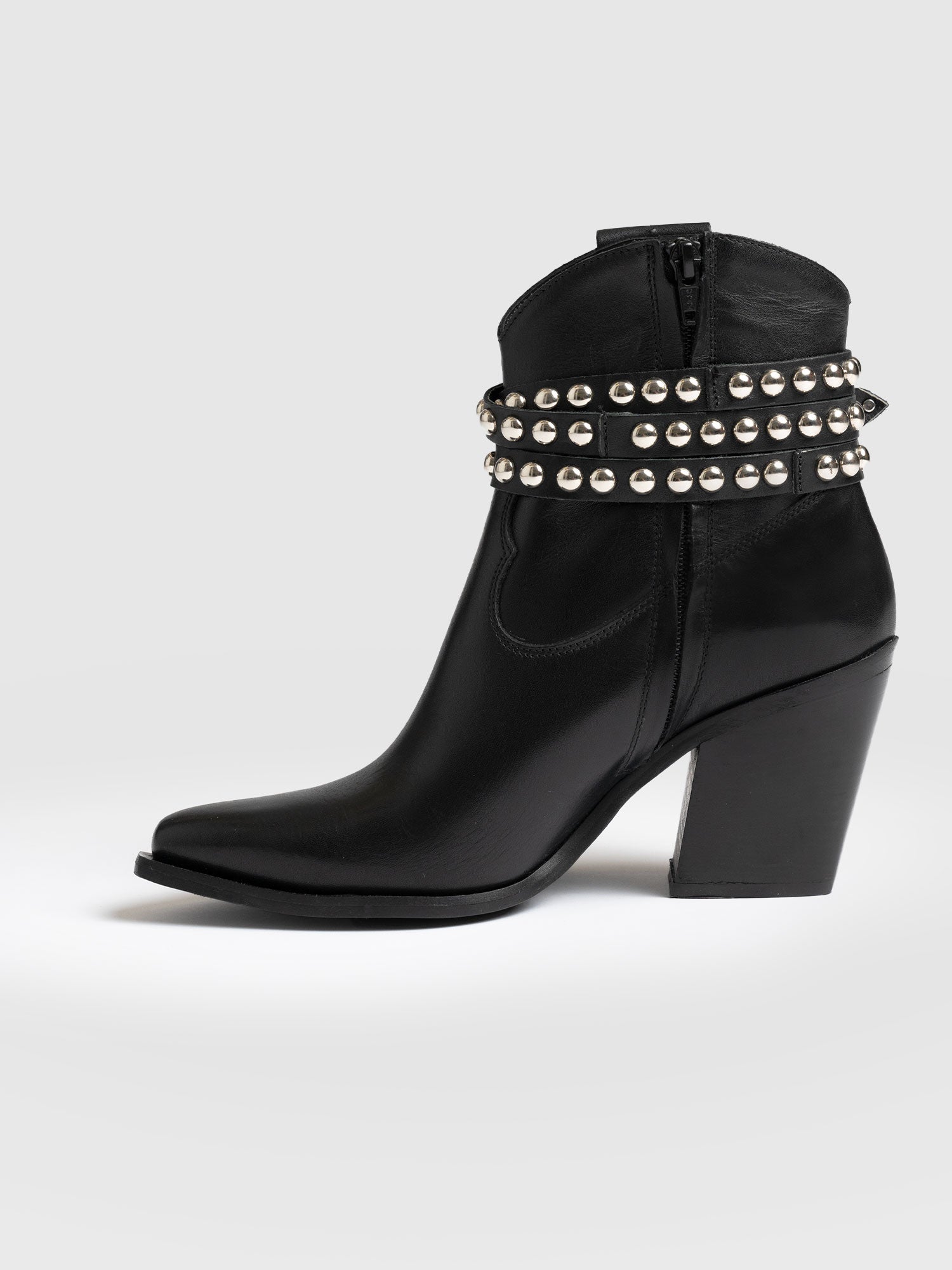 Western Studded Boot Black - Women's Leather Boots | Saint + Sofia