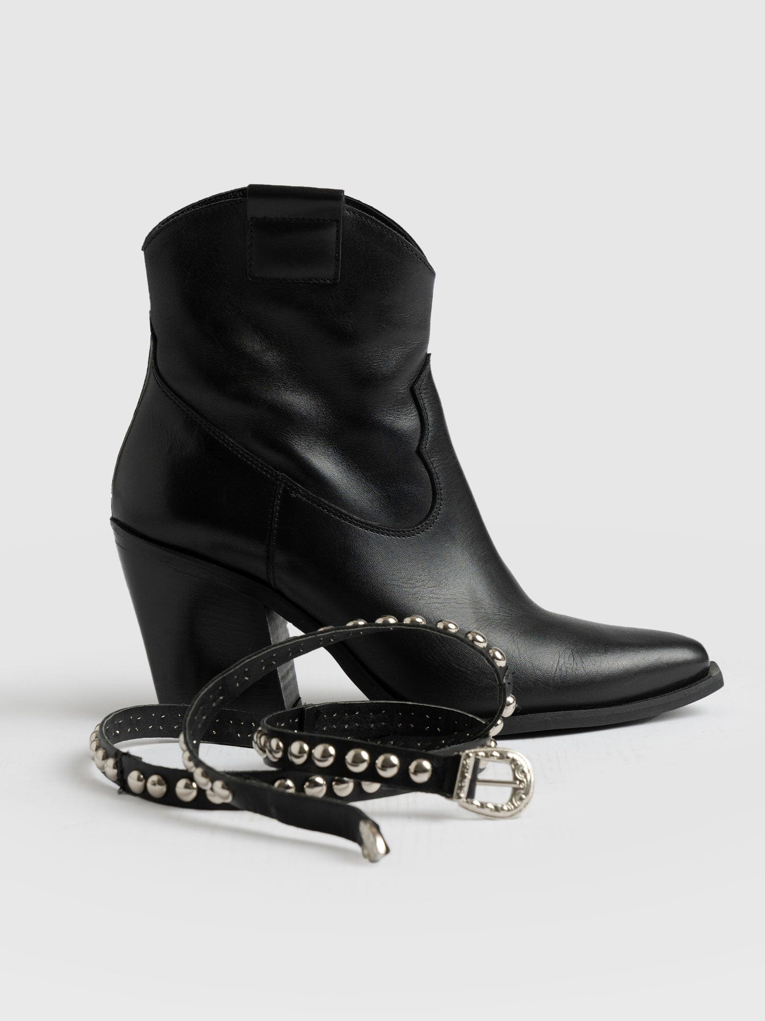 Western Studded Boot Black - Women's Leather Boots | Saint + Sofia® USA